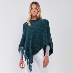 NEW Tassel Knit Chenille Fringe Poncho Throw Over